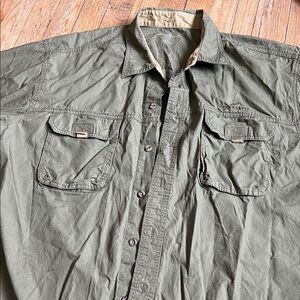 Eddie Bauer Olive Utility Button-Down Shirt